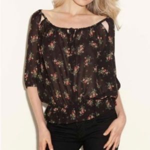 Guess black floral blouse
